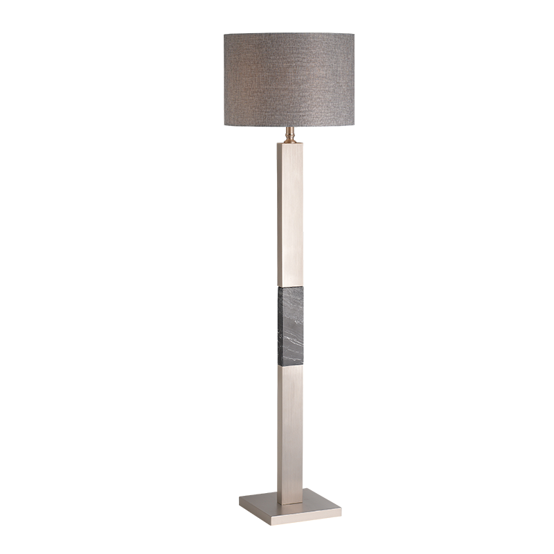 PHASING OUT FLOOR LUMINAIRE 1XE27 METALLIC NIKEL   GRAY SHADE, COLORgrey marble-brushed steel Φ43ΧΗ153CM LUXOR ML306411FS