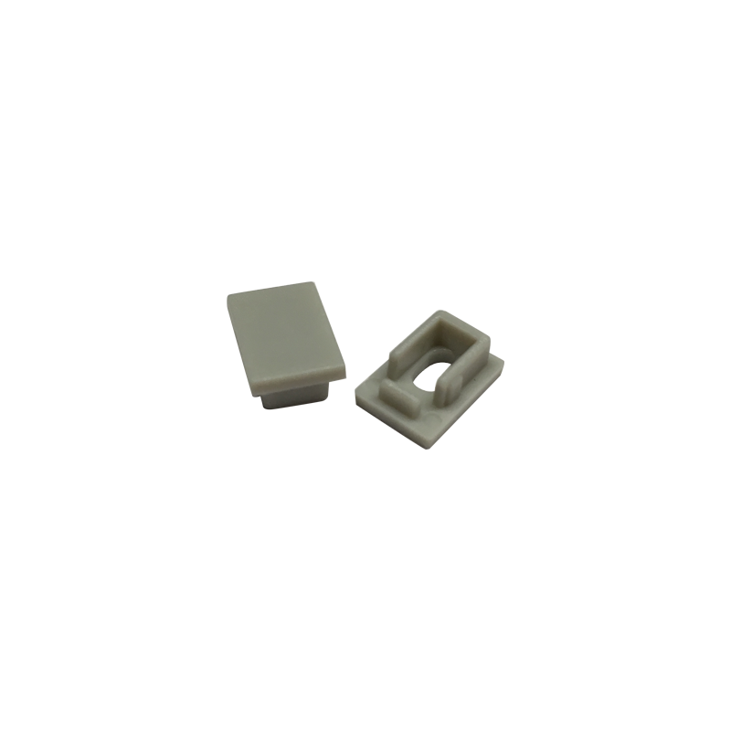 SET OF GREY PLASTIC END CAPS FOR P129, 1PC WITH HOLE   1PC WITHOUT HOLE EP129
