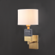 PHASING OUT WALL MOUNTED LUMINAIRE 1XE27 METALLIC BRASS   WHITE SHADE, COLORgrey marble-antique brass 20Χ25ΧΗ30CM LUXOR ML306411WB