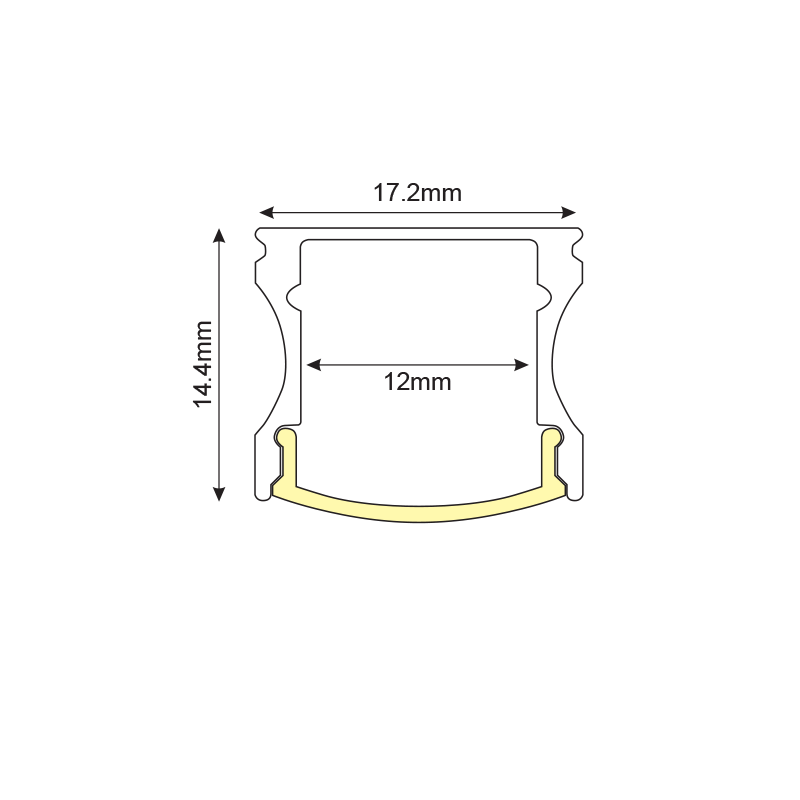 SCAR ALUMINUM PROFILE P113 WITH OPAL PC DIFFUSER 2m/pc P113U