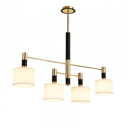 ^PENDANT LUMINAIRE 4XE14 GOLD/BLACK METALLIC + WHITE SHADE D100XH83CM MIZAR EG224P100BG ^PENDANT LUMINAIRE 4XE14 GOLD/BLACK METALLIC + WHITE SHADE D100XH83CM MIZAR EG224P100BG