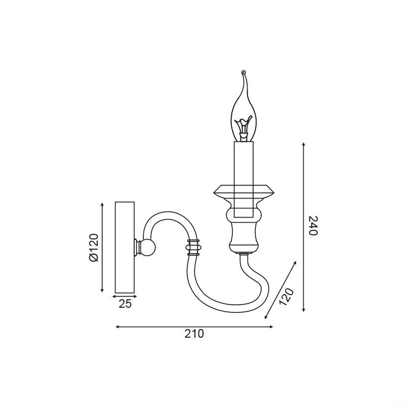^WALL MOUNTED LUMINAIRE 1XE14 ANTIQUE/RUST METALLIC 12Χ21Χ24CM TOULOUSE EG171W12R