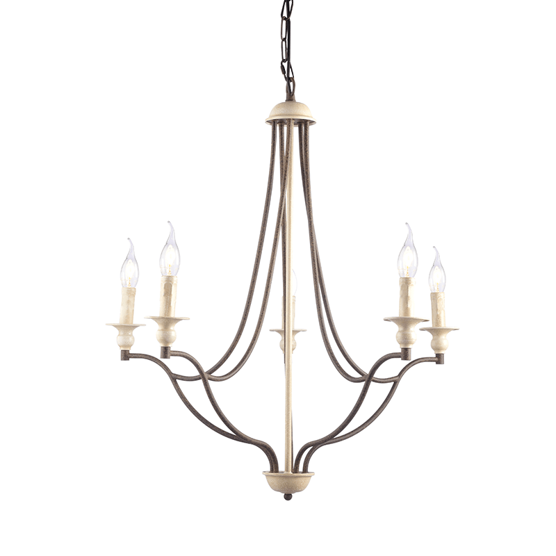 ^PENDANT LUMINAIRE 5XE14 ANTIQUE/RUST METALLIC D70XH175CM LYON EG5875P70R