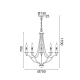 ^PENDANT LUMINAIRE 5XE14 ANTIQUE/RUST METALLIC D70XH175CM LYON EG5875P70R
