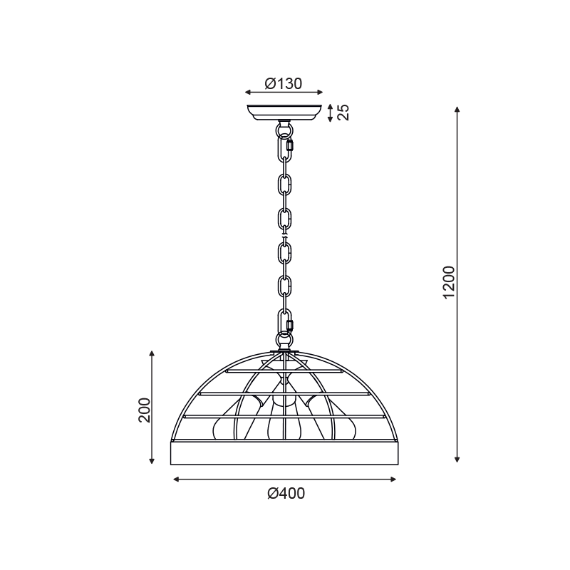 ^PENDANT LUMINAIRE 3XE27 WOOD + BLACK D40XH120CM TESLA EG843P40B