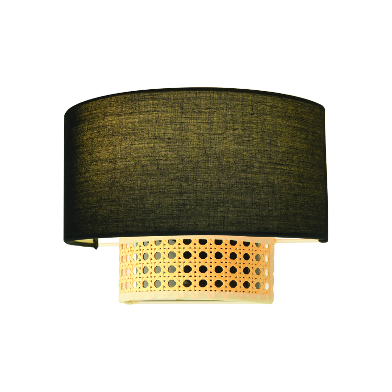 ^WALL MOUNTED LIGHTING 1ΧΕ14 NISYROS BLACK FABRIC+MATTING RATTAN 25Χ18Χ13CM TF20831WB