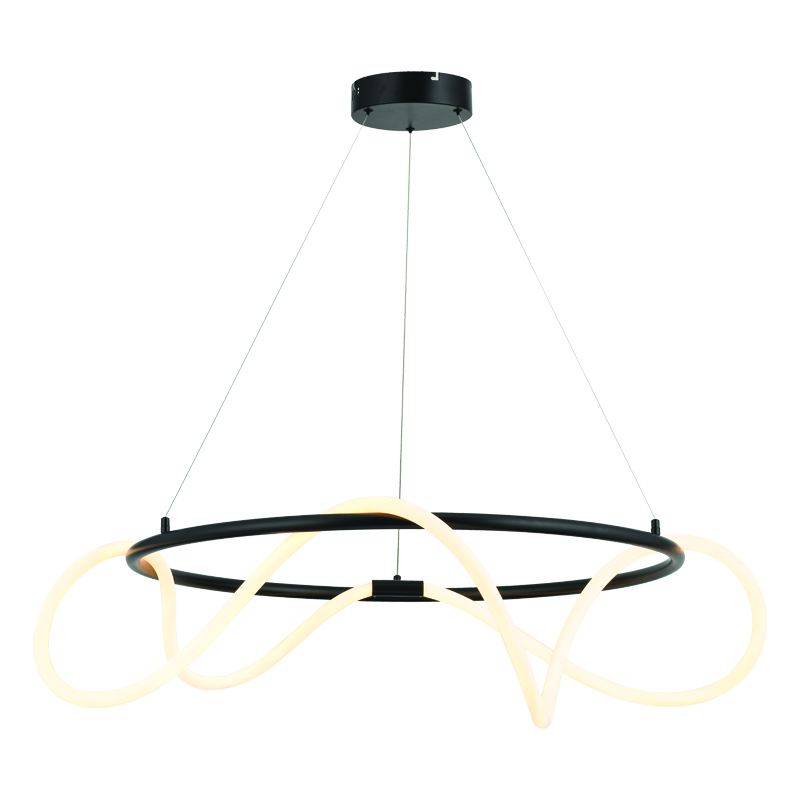 ^PENDANT LAMP LED 60W 3000K 3400LM WAVE BLACK METAL IP20 D80XH230CM ZM36LEDP80BK