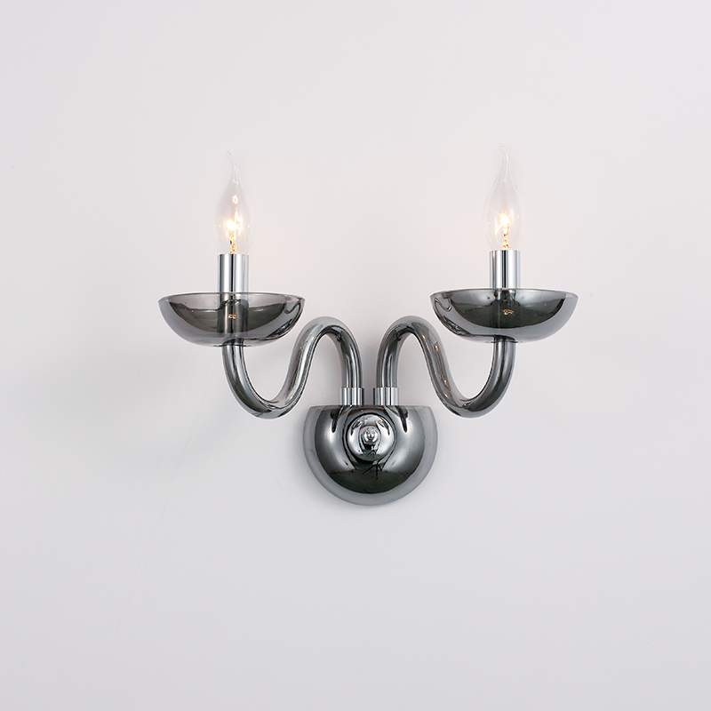 ^WALL MOUNTED LUMINAIR 2XE14 TINT CRYSTAL + CHROME METAL 40X30CM LUNARIA BLK82182WSGC