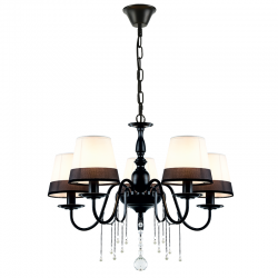 ^PENDANT 5ΧΕ14 METALLIC BLACK+ WHITEBLACK SHADE + CRYSTAL Φ63ΧΗ95CM MULAN EG167285PBW ^PENDANT 5ΧΕ14 METALLIC BLACK+ WHITEBLACK SHADE + CRYSTAL Φ63ΧΗ95CM MULAN EG167285PBW