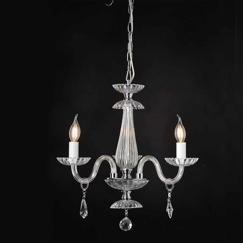^PENDANT 3XE14 CLEAR CRYSTAL + CHROME METAL Φ49×Η173CM LOMPELIA BLK80383PCC