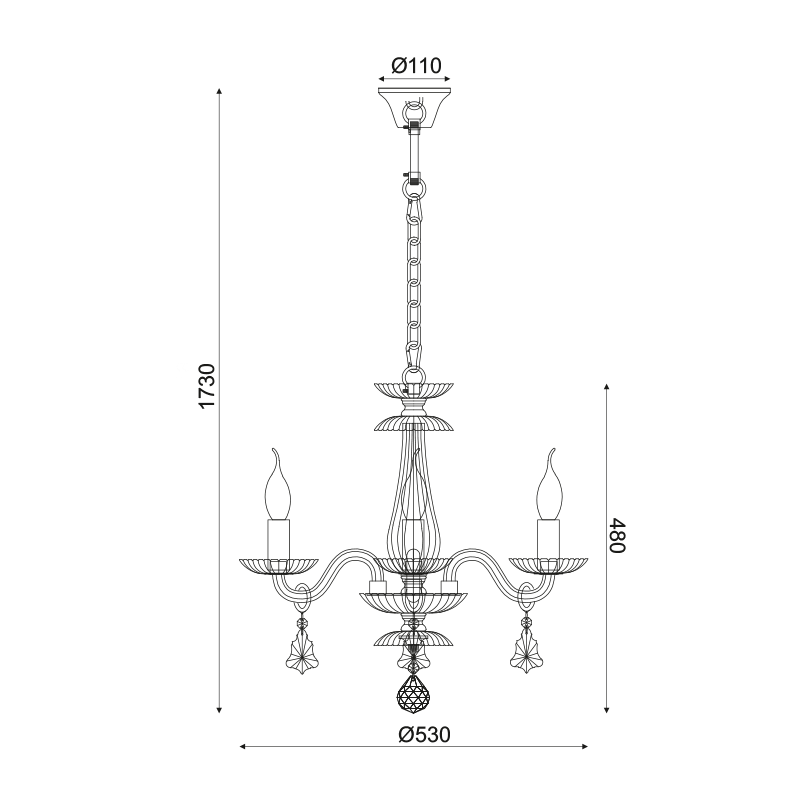 ^PENDANT 3XE14 CLEAR CRYSTAL + CHROME METAL Φ49×Η173CM LOMPELIA BLK80383PCC