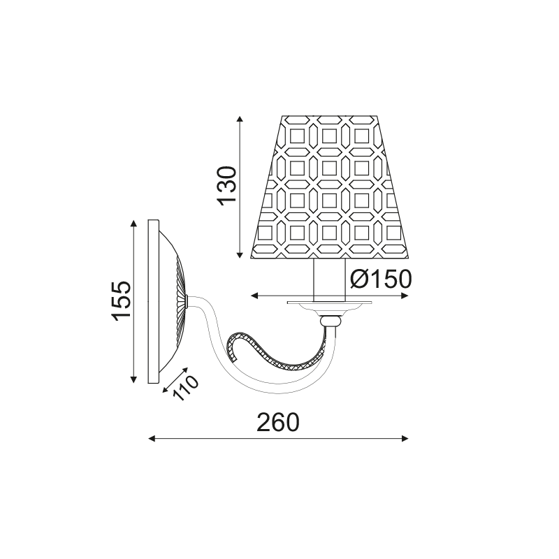 ^WALL LUMINAIR 1ΧΕ14 METAL METAL BLACK- BRONZE 5Χ15Χ26CM EDAM EG169751WBC