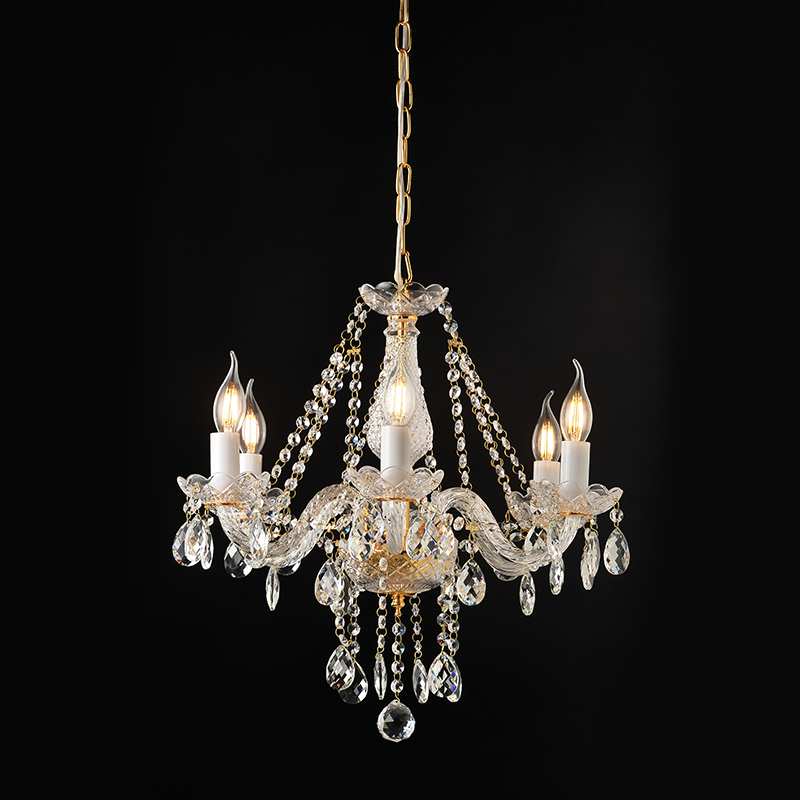^PENDANT 6XE14 CLEAR CRYSTAL + GOLD METAL Φ51×H162CM GLADIOLO BLK80416PCG