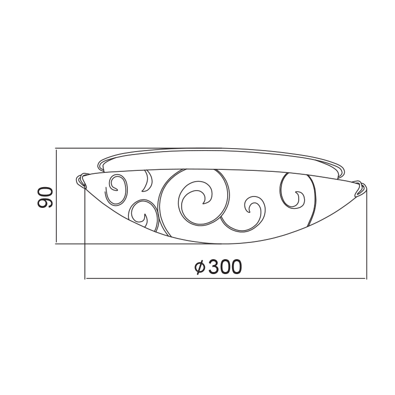 CEILING LAMP D30CM 2XE27 GLASS CHAPLIN AD994706