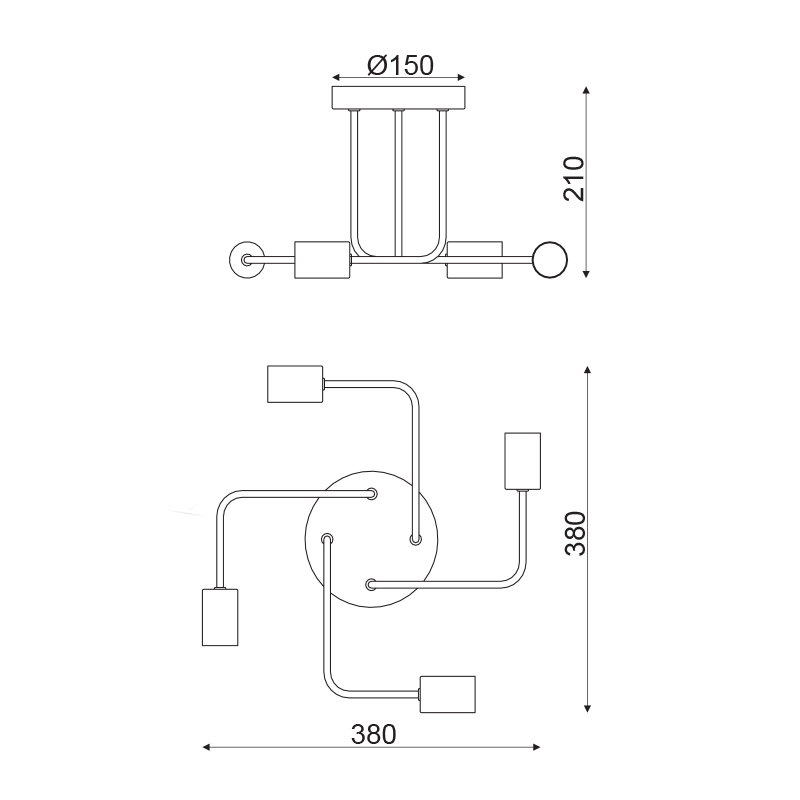 CEILING LUMINAIRE 4XE27 METALLIC BLACK MAT Φ44XH21CM COBRA TNK933844CBK CEILING LUMINAIRE 4XE27 METALLIC BLACK MAT Φ44XH21CM COBRA TNK933844CBK