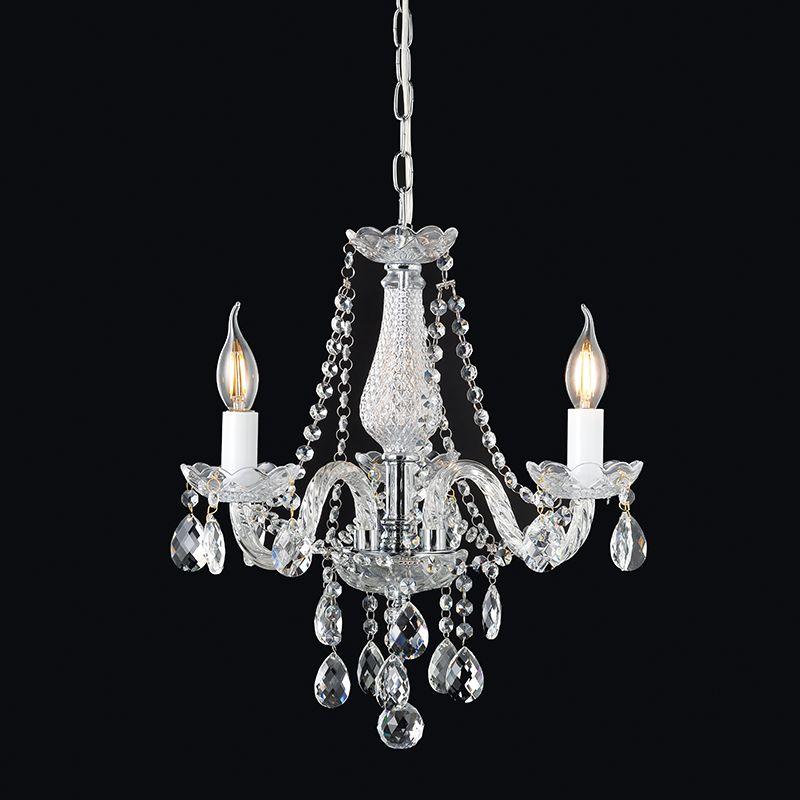 ^PENDANT 3XE14 CLEAR CRYSTAL + CHROME METAL Φ48×Η160CM GLADIOLO BLK80413PCC