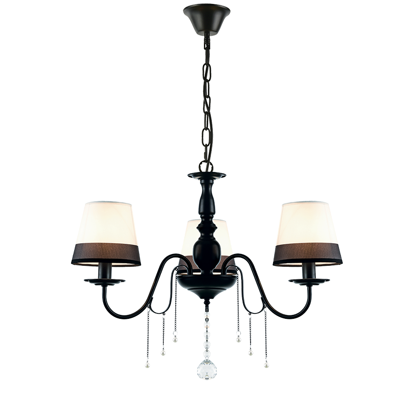 ^PENDANT 3ΧΕ14 METALLIC BLACK+ WHITEBLACK SHADE + CRYSTAL Φ63ΧΗ95CM MULAN EG167283PBW