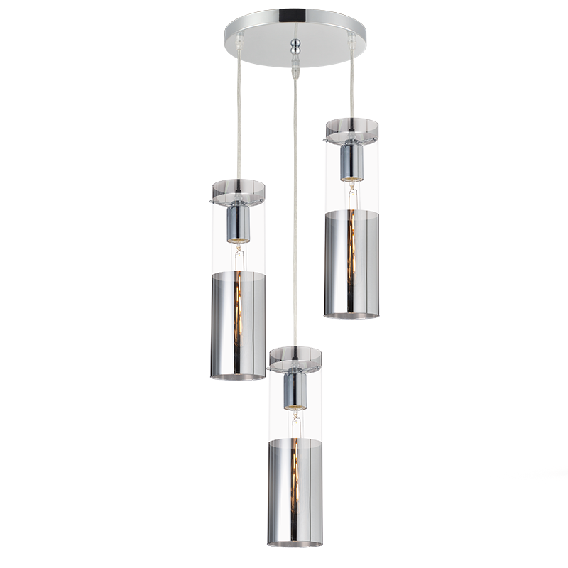 ^PENDANT 3XE27 CHROME+GLASS+METAL Φ28ΧΗ120CM DEJAVU V371973PCH