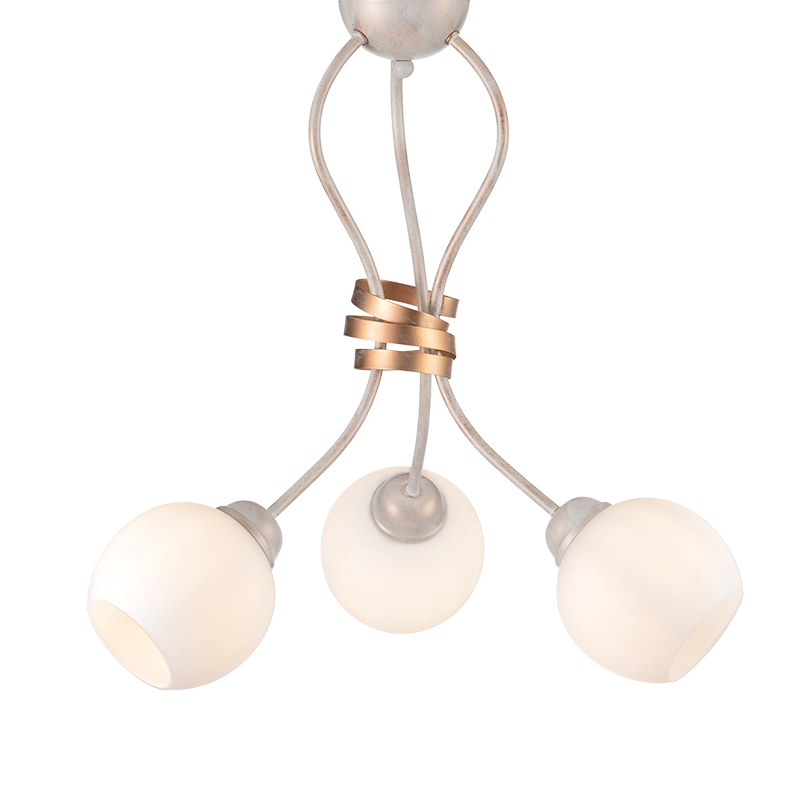 CEILING 3XE27 METAL PATINΑ WHITE GOLD+OPAL GLASS Φ48,5ΧΗ53CM FOYER DL11693C CEILING 3XE27 METAL PATINΑ WHITE GOLD+OPAL GLASS Φ48,5ΧΗ53CM FOYER DL11693C