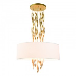 ^PENDANT LUMINAIRE 5XE14 CASCADA GOLD METALLIC + WHITE FABRIC D60XH100CM EG4205PCG ^PENDANT LUMINAIRE 5XE14 CASCADA GOLD METALLIC + WHITE FABRIC D60XH100CM EG4205PCG