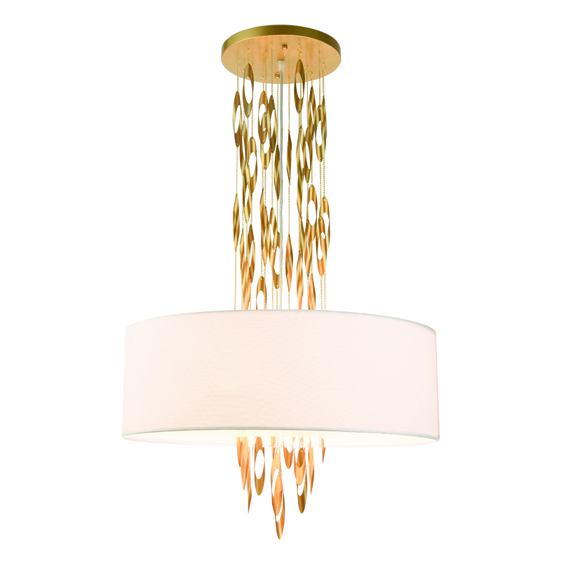 ^PENDANT LUMINAIRE 5XE14 CASCADA GOLD METALLIC + WHITE FABRIC D60XH100CM EG4205PCG ^PENDANT LUMINAIRE 5XE14 CASCADA GOLD METALLIC + WHITE FABRIC D60XH100CM EG4205PCG