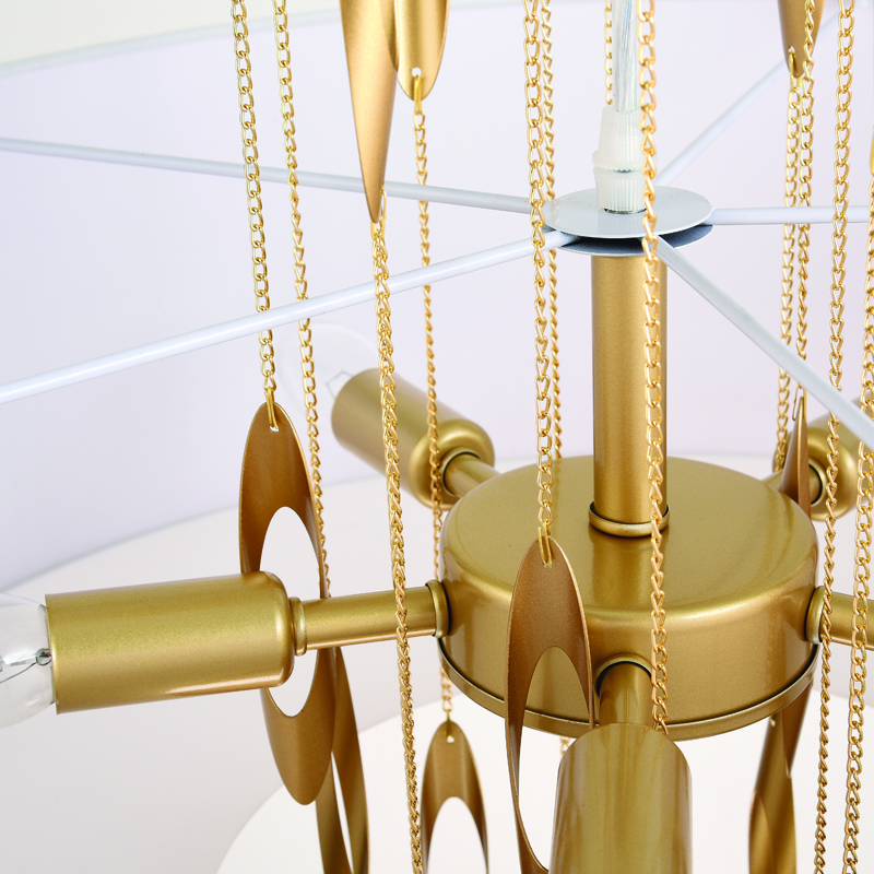 ^PENDANT LUMINAIRE 5XE14 CASCADA GOLD METALLIC + WHITE FABRIC D60XH100CM EG4205PCG ^PENDANT LUMINAIRE 5XE14 CASCADA GOLD METALLIC + WHITE FABRIC D60XH100CM EG4205PCG