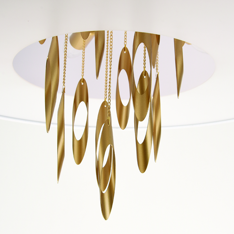 ^PENDANT LUMINAIRE 5XE14 CASCADA GOLD METALLIC + WHITE FABRIC D60XH100CM EG4205PCG ^PENDANT LUMINAIRE 5XE14 CASCADA GOLD METALLIC + WHITE FABRIC D60XH100CM EG4205PCG