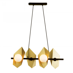 ^PENDANT LIGHTING 4ΧG9 GOLD/BLACK METAL+ GLASS 68Χ26ΧΗ120CM POLYGON HL42594P68BG ^PENDANT LIGHTING 4ΧG9 GOLD/BLACK METAL+ GLASS 68Χ26ΧΗ120CM POLYGON HL42594P68BG