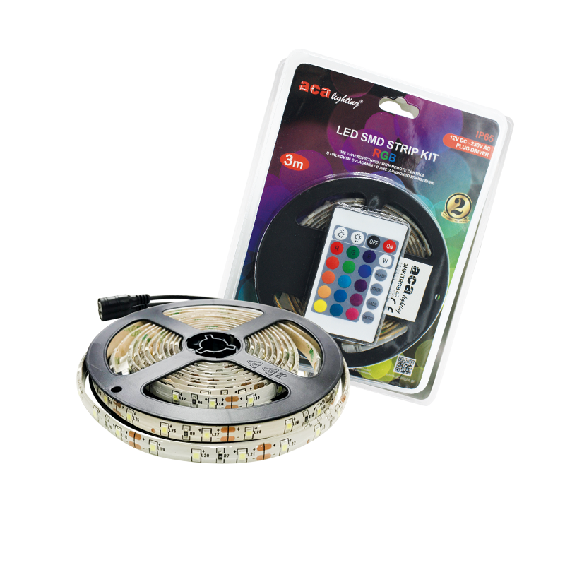 LED SMD STRIP KIT 3M IP65 RGB WITH REMOTE CONTROL & 12V DC PLUG DRIVER 3MKITRGB