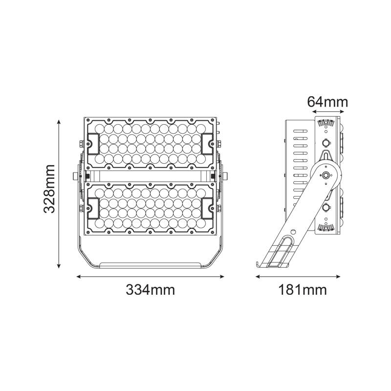 LED HIGH POWER FLOOD LUMINAIRE 240W, 37200LM, 5000K, 40°, 230V AC , IP66, IK10 GLAD2405040