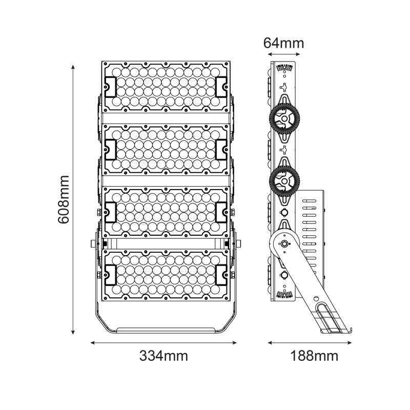 LED HIGH POWER FLOOD LUMINAIRE 480W, 74400LM, 5000K, 20°, 230V AC, IP66, IK10 GLAD4805020