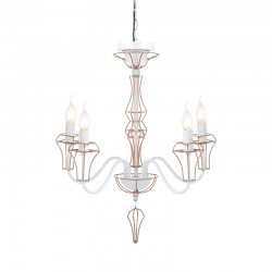 ^ NETTO PENDANT 5ΧΕ14 METAL WHITE+GOLD WIRE Φ55ΧΗ109CM EG168205PW ^ NETTO PENDANT 5ΧΕ14 METAL WHITE+GOLD WIRE Φ55ΧΗ109CM EG168205PW