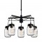 ^ NETTO PENDANT 5ΧΕ27 METAL BLACK+GLASS Φ60ΧΗ95CM EG166605P