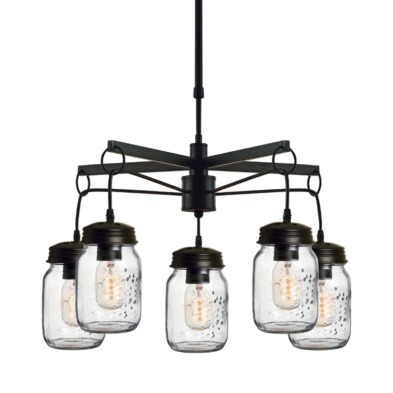 ^ NETTO PENDANT 5ΧΕ27 METAL BLACK+GLASS Φ60ΧΗ95CM EG166605P