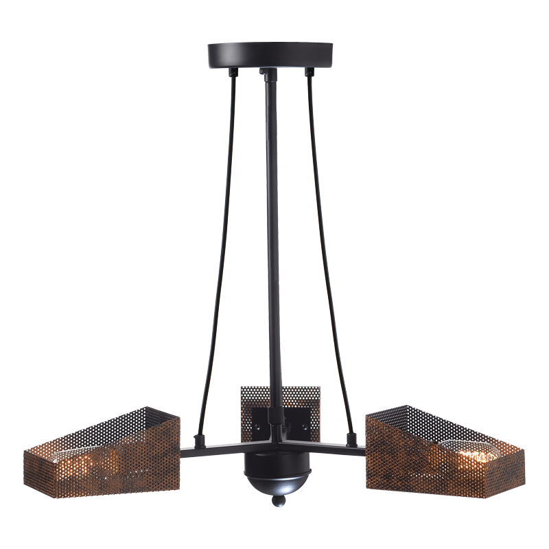 ^ NETTO PENDANT 3ΧΕ27 METALLIC BLACK+ COPPER GRID Φ60ΧΗ77CM EG166123PBC