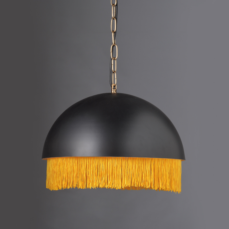 ^ NETTO PENDANT L/F METAL BLACK /BRASS +THREAD Φ40ΧΗ100CM DCR1711740P