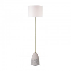^ NETTO FLOOR LUMINAIRE 1XE27 GREY CLAY + BRASS METAL + WHITE SHADE Φ45ΧH170CM V370981FGBW