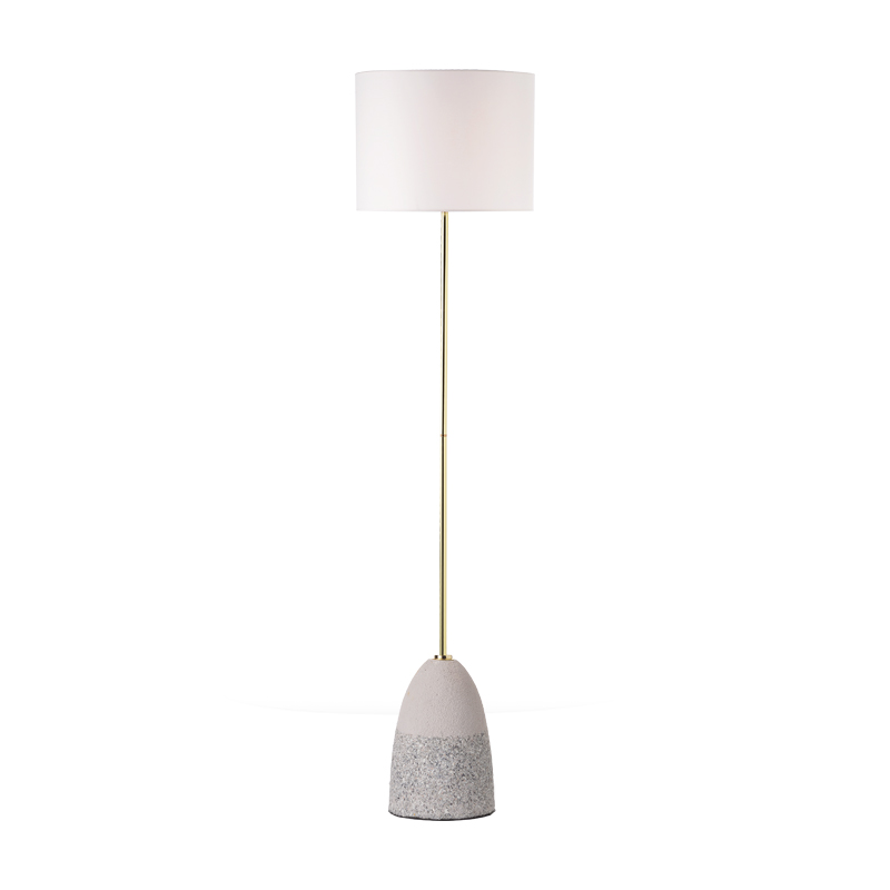 ^ NETTO FLOOR LUMINAIRE 1XE27 GREY CLAY + BRASS METAL + WHITE SHADE Φ45ΧH170CM V370981FGBW