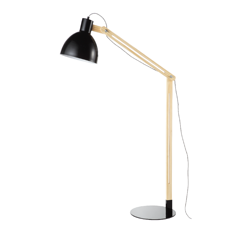 NETTO FLOOR LIGHTING 1ΧΕ27 WOOD+BLACK METAL 65Χ30ΧΗ130CM TF170911FB