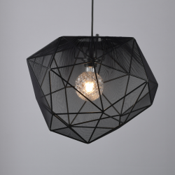 NETTO PENDANT LIGHTING 1ΧE27 BLACK FABRIC+ METAL D42XH120CM MARS EF07P142BK