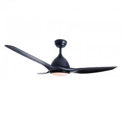 DECORATIVE CEILING FAN WITH DIMMABLE LED DIAM132CM DC40W 3 BLACK ABS BLADES WITH REMOTE CONTROL 2 BLACK  DOWNRODS 15&25CM FANKVBL10G