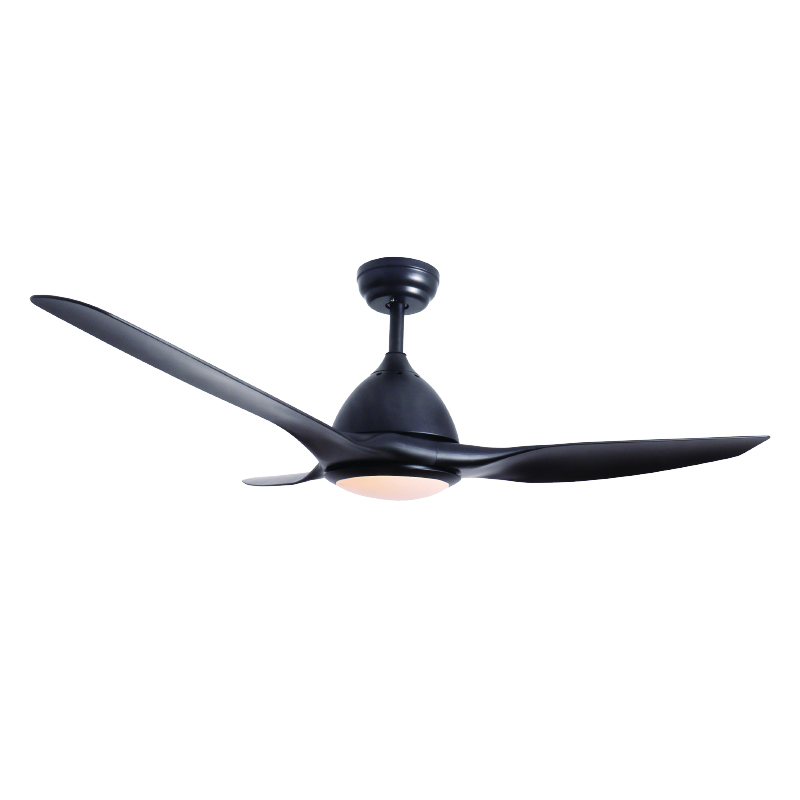 DECORATIVE CEILING FAN WITH DIMMABLE LED DIAM132CM DC40W 3 BLACK ABS BLADES WITH REMOTE CONTROL 2 BLACK  DOWNRODS 15&25CM FANKVBL10G