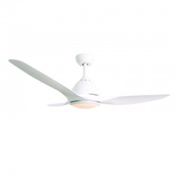 DECORATIVE CEILING FAN WITH DIMMABLE LED DIAM132CM DC40W 3 WHITE ABS BLADES WITH REMOTE CONTROL 2 WHITE DOWNRODS 15&25CM FANKVWH20G