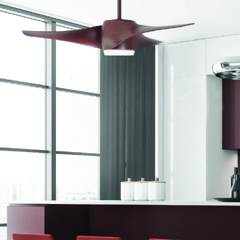 DECORATIVE CEILING FAN WITH DIMMABLE LED DIAM132 DC40W 3 BROWN ABS BLADES REMOTE CONTROL 2 BLACK DOWNRODS 15&25CM FANKVBR60G