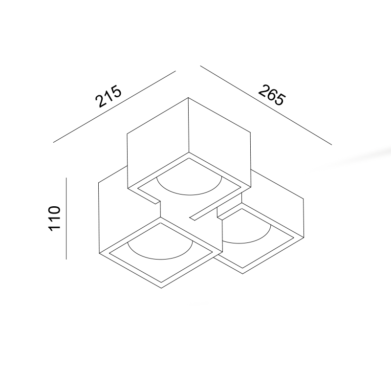 GYPSUM 3 SQUARE CEILING LIGHT NATURAL 215*165*110 GENI 3*GX53 G96023