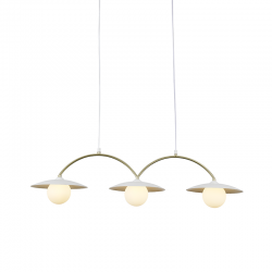 PENDANT LAMP 3xG9 WHITE BASE AND PLATE GOLD TUBE WITH ACRYLIC SHADE " HM235P3 PENDANT LAMP 3xG9 WHITE BASE AND PLATE GOLD TUBE WITH ACRYLIC SHADE " HM235P3