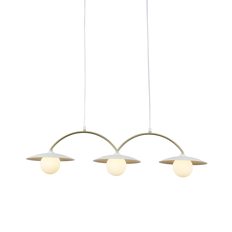 PENDANT LAMP 3xG9 WHITE BASE AND PLATE GOLD TUBE WITH ACRYLIC SHADE " HM235P3 PENDANT LAMP 3xG9 WHITE BASE AND PLATE GOLD TUBE WITH ACRYLIC SHADE " HM235P3
