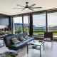 DECORATIVE BLACK CEILING FAN D45W DIMMABLE LED DIAM:165CM 6 BLACK ALUMINUM BLADES WITH REMOTE CONTROL 2 DOWNRODS:13&25CM FANKMBL10G