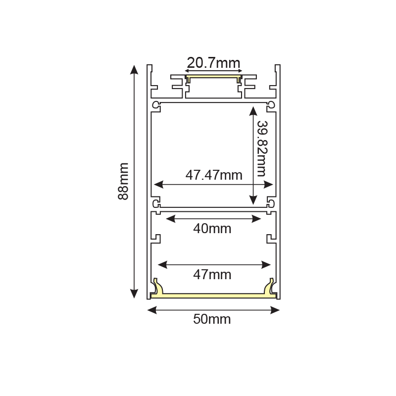 SIEN ALUMINUM PROFILE P288 WITH OPAL PC DIFFUSER 2m/pc P288U SIEN ALUMINUM PROFILE P288 WITH OPAL PC DIFFUSER 2m/pc P288U