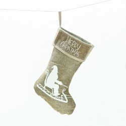 XMAS STOCKING DARK BEIGE DECORATIVE (SLEIGH) 26 47cm X071175